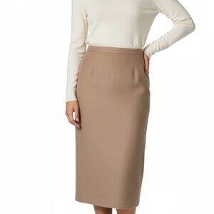 BERNARD COWAN Vintage 93% Virgin Wool, 7% Camel Hair Lined Camel Pencil Skirt 12